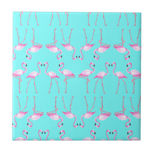 Pink Flamingos Turqouise Summer Beach Tile