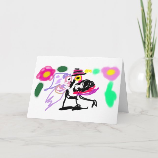 Pink flamingos wedding  card (Front)