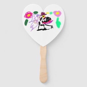Pink flamingos wedding hand fan