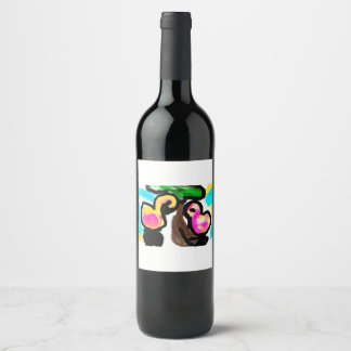 Pink flamingos Wedding Wine Label