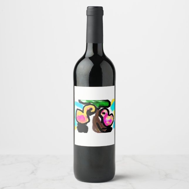 Pink flamingos Wedding  Wine Label (Front)