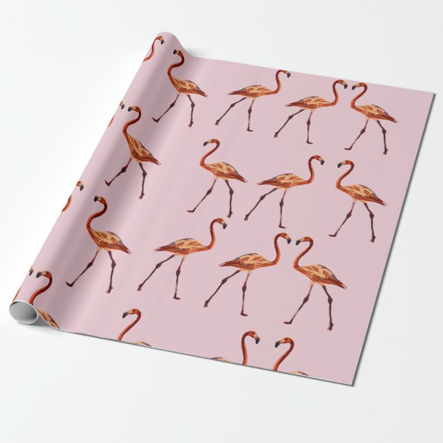 Pink Flamingos Wrapping Paper (Unrolled)