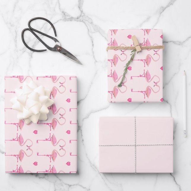 Pink flamingos wrapping paper (Front)