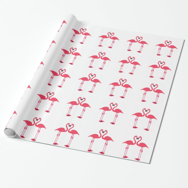 Pink Flamingos Wrapping Paper (Unrolled)