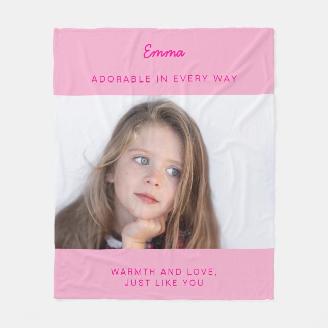 Pink Fleece Blanket With Photo (Front)