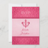 Pink Fleur De Lis formal wedding RSVP