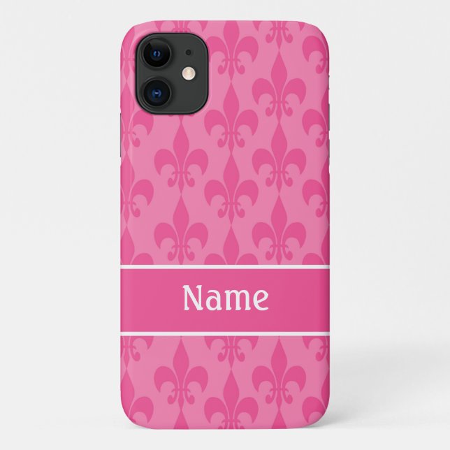Pink Fleur de Lis Girly iPhone 4 Case (Back)