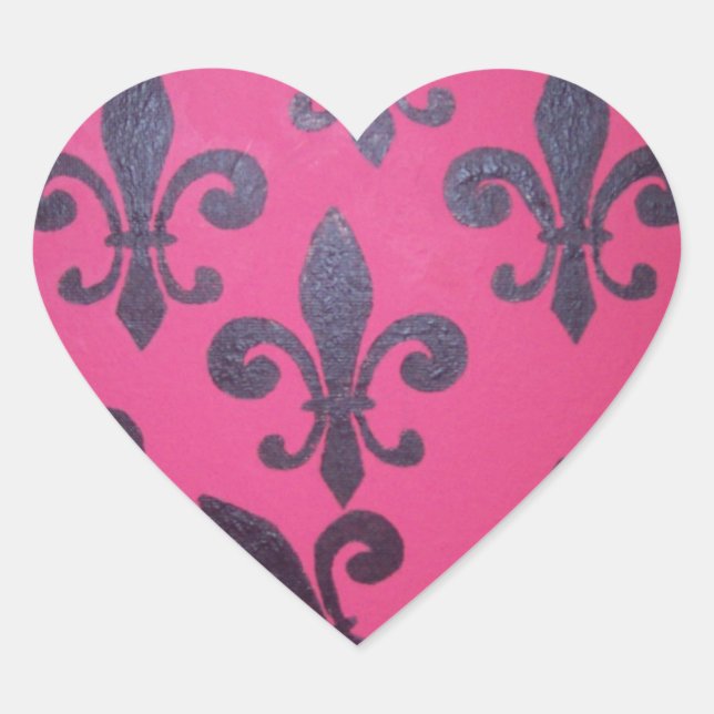 Pink Fleur De Lis Heart Sticker (Front)