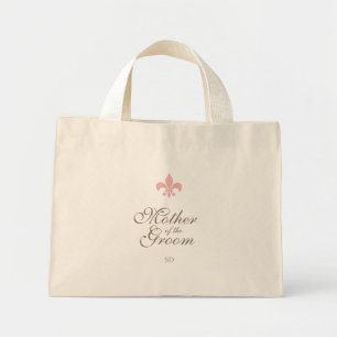 Pink Fleur de Lis Mother of the Groom Initial Mini Tote Bag