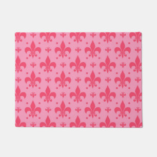 Pink Fleur-de-lis Pattern Design Doormat