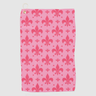 Pink Fleur-de-lis Pattern Design  Golf Towel