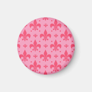 Pink Fleur-de-lis Pattern Design Magnet