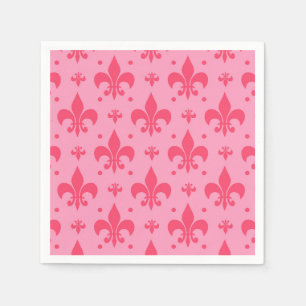 Pink Fleur-de-lis Pattern Design Napkin