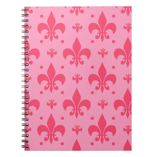Pink Fleur-de-lis Pattern Design  Notebook (Front)