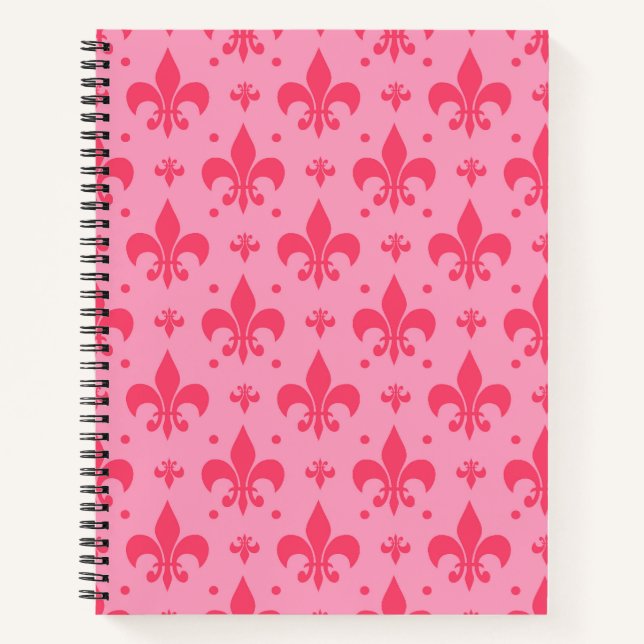Pink Fleur-de-lis Pattern Design  Notebook (Front)