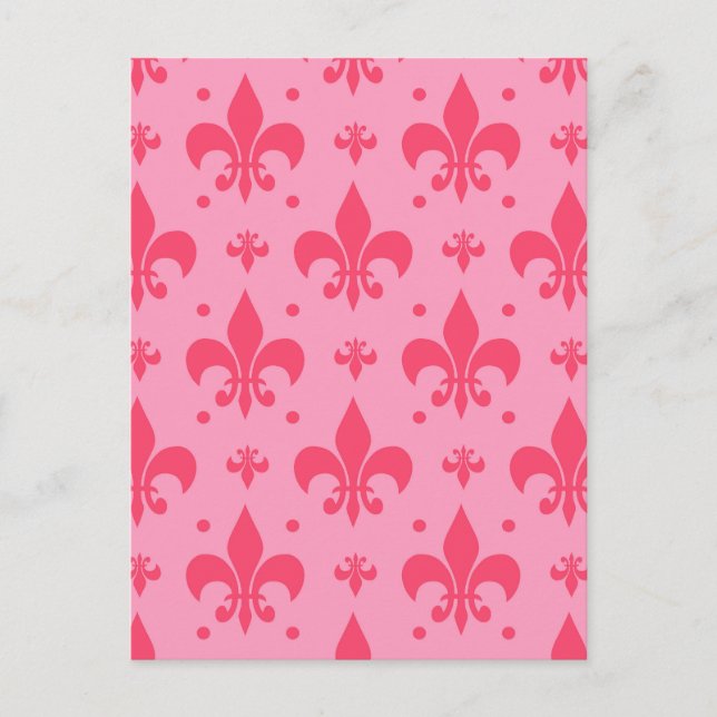 Pink Fleur-de-lis Pattern Design  Postcard (Front)