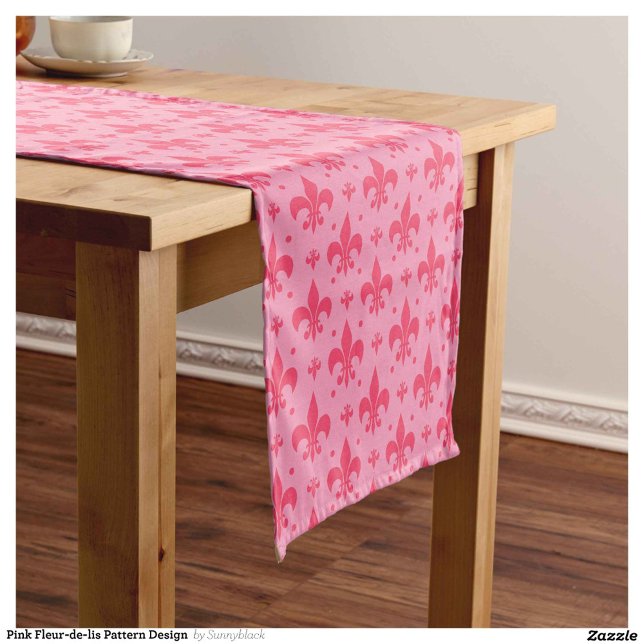 Pink Fleur-de-lis Pattern Design  Short Table Runner (Creator Uploaded)