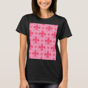 Pink Fleur-de-lis Pattern Design T-Shirt