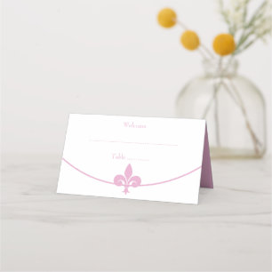 Pink Fleur de Lis Wedding Reception Place Card