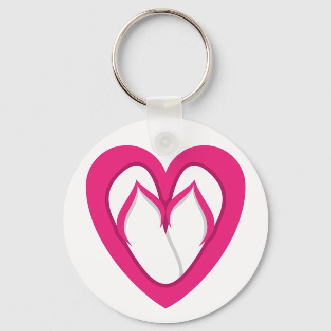 pink flip flop design 2 key ring (Front)