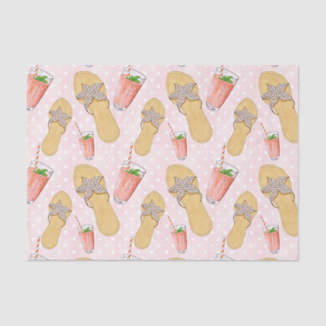 Pink Flip Flop Tropical Bling Tissue Paper (Front)