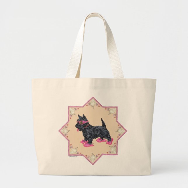 Pink Flip Flops Large Tote Bag (Front)