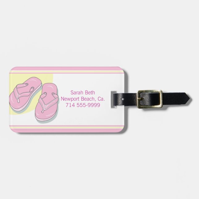 Pink Flip Flops Luggage Tag (Front Horizontal)