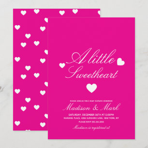 Pink Floating Hearts Baby Shower  Invitation