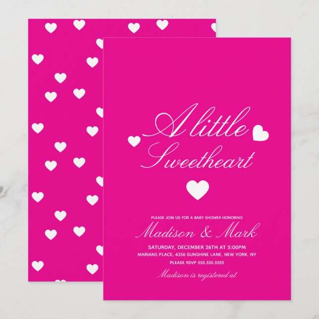 Pink Floating Hearts Baby Shower  Invitation (Front/Back)