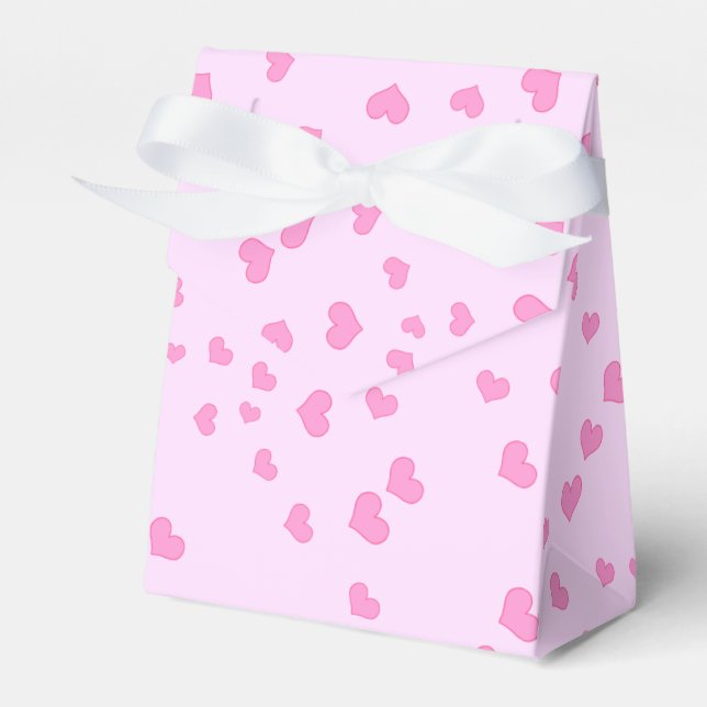 Pink Floating Hearts Favour Box (Front Side)