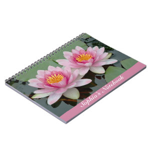 Pink Floating Waterlily Lotus Notebook