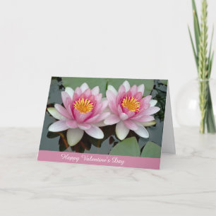 Pink Floating Waterlily Lotus Valentine's Day Card
