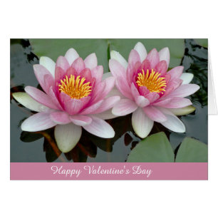 Pink Floating Waterlily Lotus Valentine's Day Card