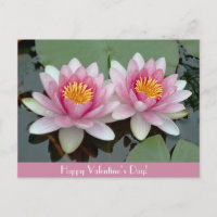 Pink Floating Waterlily LotusValentive's Day Card