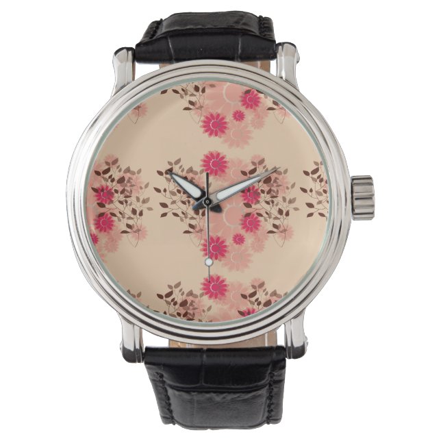 Pink flora patterns watch (Front)
