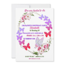 Pink Flora Purple Butterflies Kid's Birthday Party