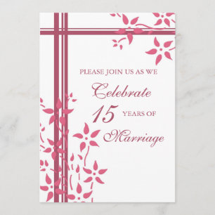 Pink Floral 15th Anniversary Party Invitation