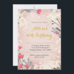 Pink Floral 16th Birthday Invitation (any age)<br><div class="desc">Pink Floral 16th Birthday Invitation for girl.
Can be changed to any age</div>