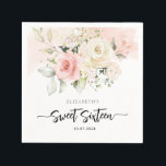 Pink Floral 16th Birthday Party Paper Napkin<br><div class="desc">Cute modern elegant Sweet 16 birthday party paper napkins. Customise by clicking the "Personalise" button. For further customisation, use our design tool to modify this template. TIP: Check out the other birthday items in this collection below. We've grouped items in this collection to make your shopping for the special birthday...</div>