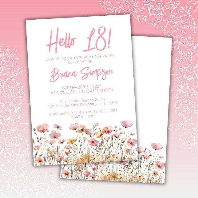 Pink Floral 18th Birthday Party Invitation (Creator Uploaded)