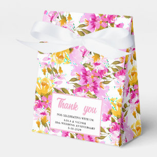 Pink Floral 25th Wedding Anniversary  Favour Box