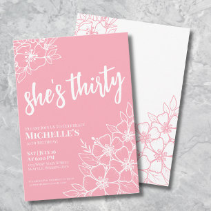 Pink Floral 30th Birthday Party Invitation