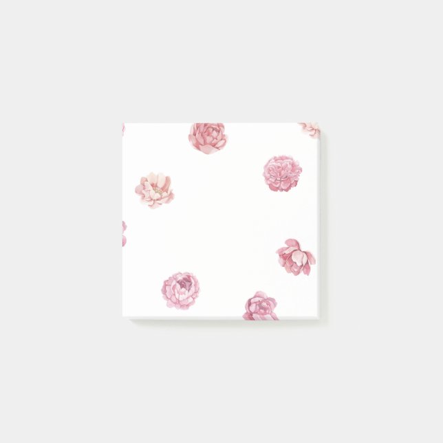 Pink Floral 3x3 Sticky Note (Front)