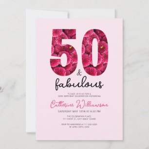Pink Floral 50 and Fabulous Birthday Party Invitation