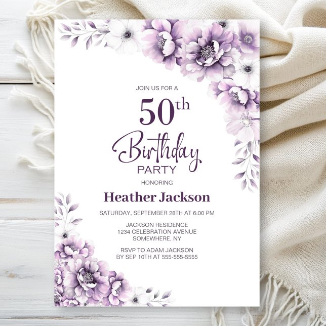 Pink Floral 50th Birthday Party Invitation (Creator Uploaded)