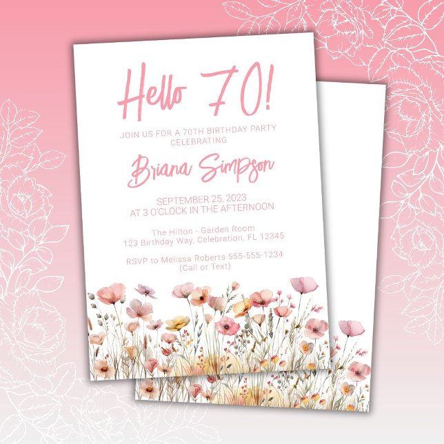 Pink Floral 70th Birthday Party Invitation (Creator Uploaded)
