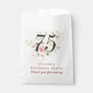 Pink Floral 75th Birthday Party Favour Bags