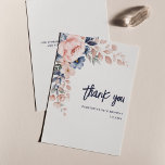 Pink Floral 80th Birthday Watercolor Thank You Card<br><div class="desc">Cute elegant floral thank you card that you can easily customise. The template that can be easily edited and the text replaced with your own details by clicking the "Personalise" button. For further customisation, please click the "Customise Further" link and use our design tool to modify this template. TIP: Check...</div>