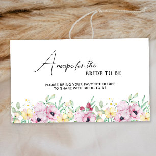 Pink Floral A Recipe bridal Enclosure Card