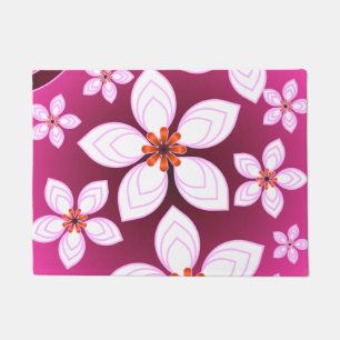 Pink Floral Abstract Pattern   Aesthetic Flower Ar Doormat